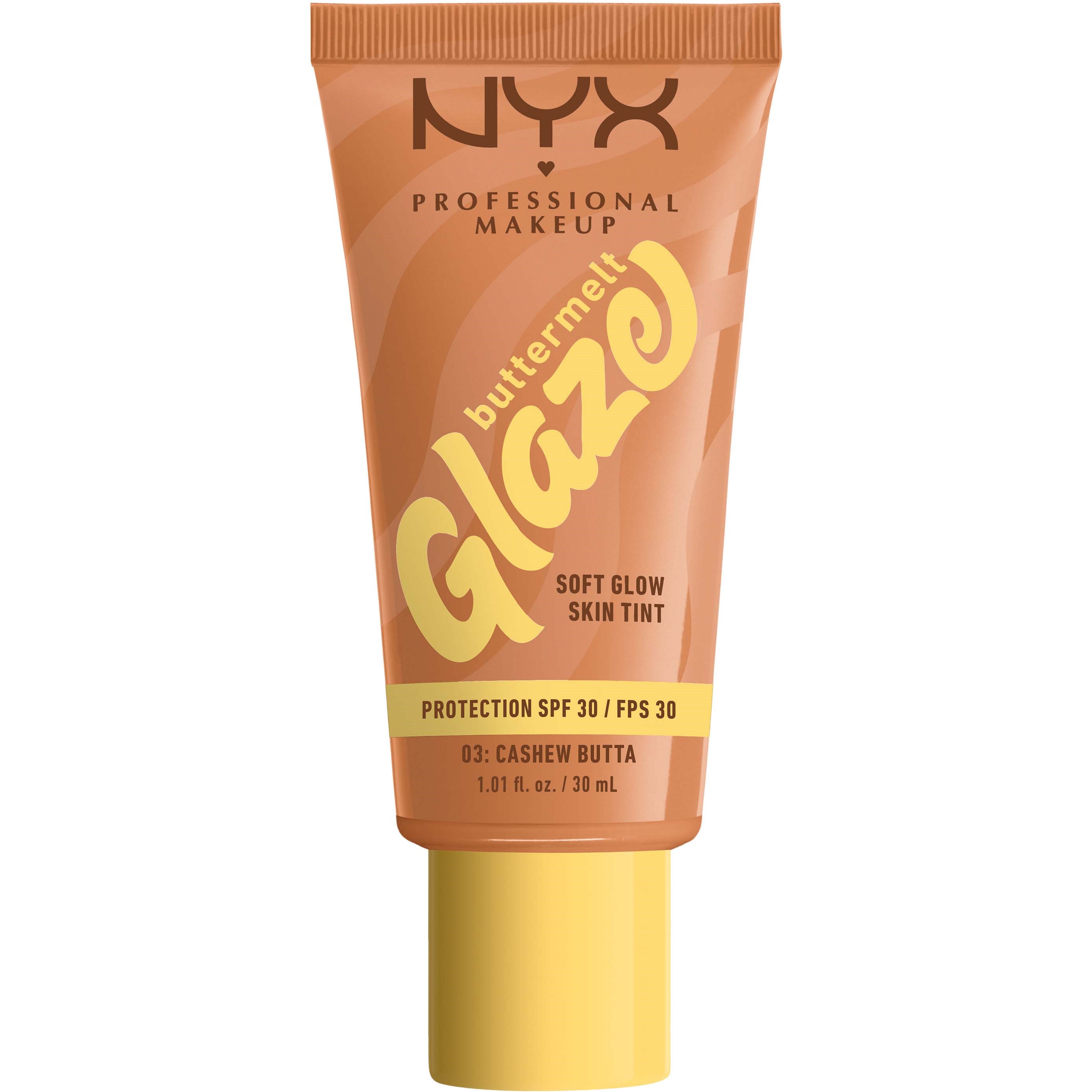 Фото - Тональний крем та база під макіяж NYX PROFESSIONAL MAKEUP Buttermelt Glaze Skin Tint 03 Cashew Butt 