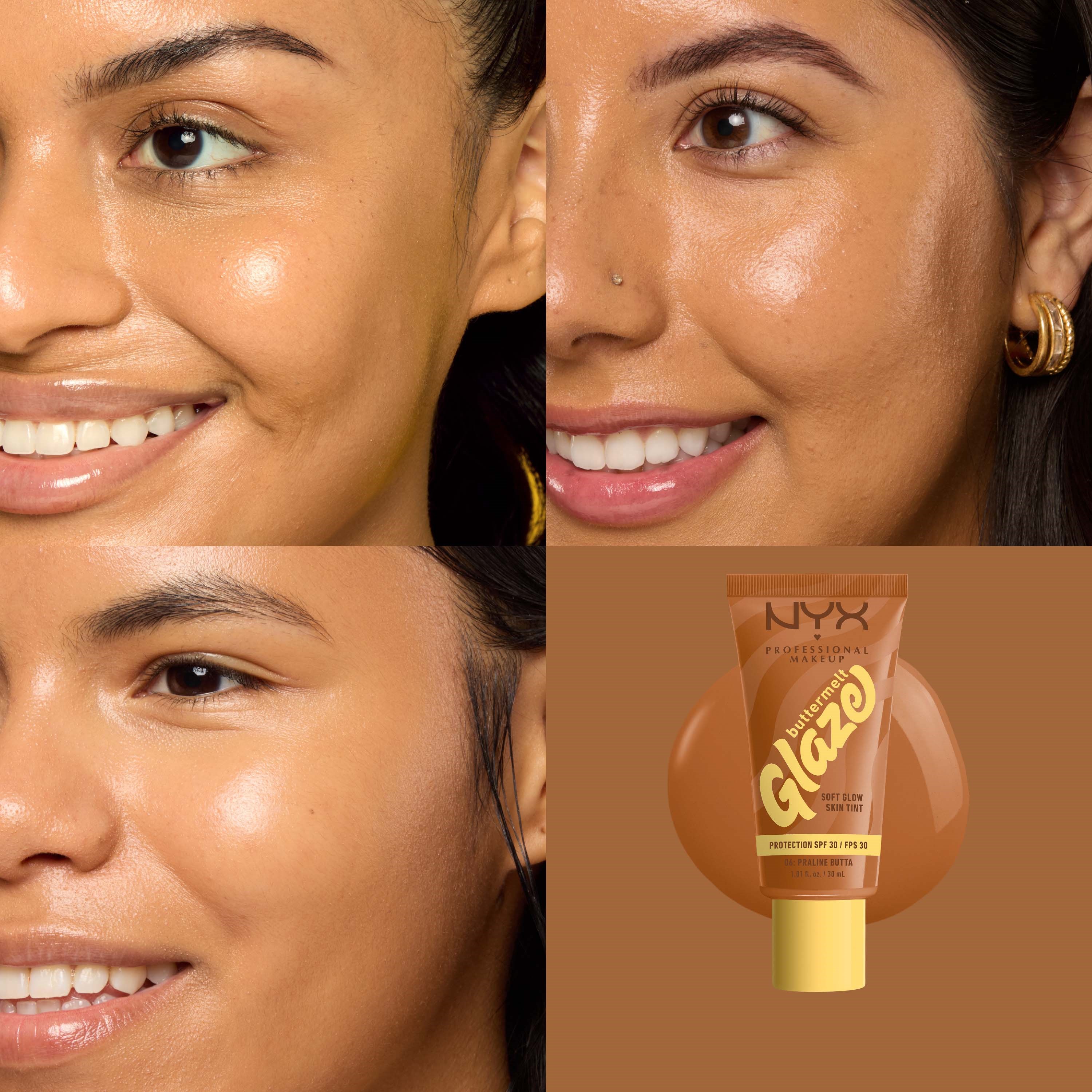 NYX PROFESSIONAL MAKEUP Buttermelt Glaze Skin Tint 06 Praline Butta (obrázok 3)