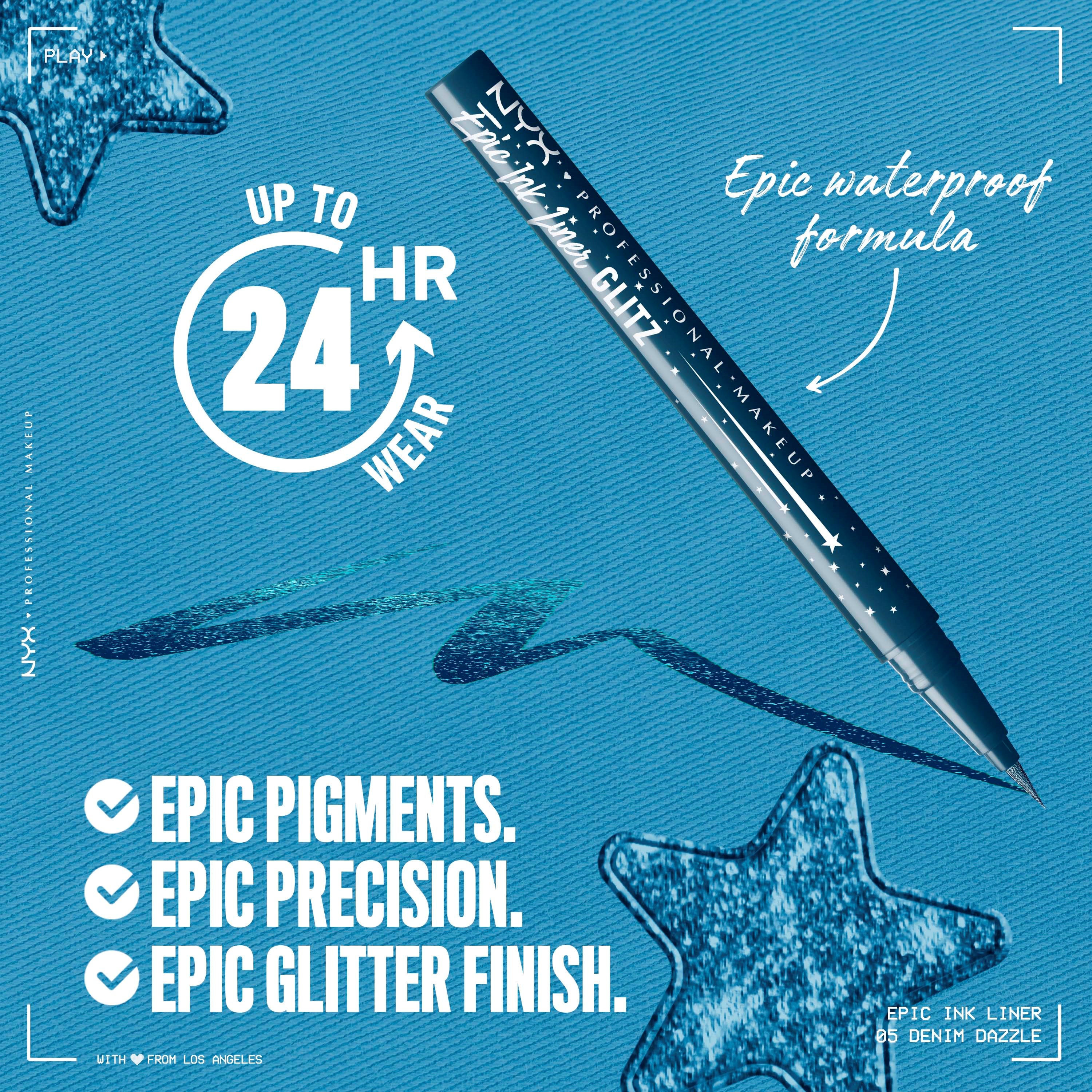 NYX PROFESSIONAL MAKEUP Epic Ink Liner Glitz Waterproof 05 Denim Dazzl (obrázok 4)