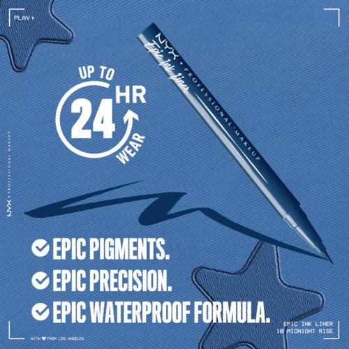 Подводка для глаз NYX Professional Makeup Epic Ink Liner фломастер, водостойкая, оттенок 10 Mid(night) Rise, 1 мл — фото 4