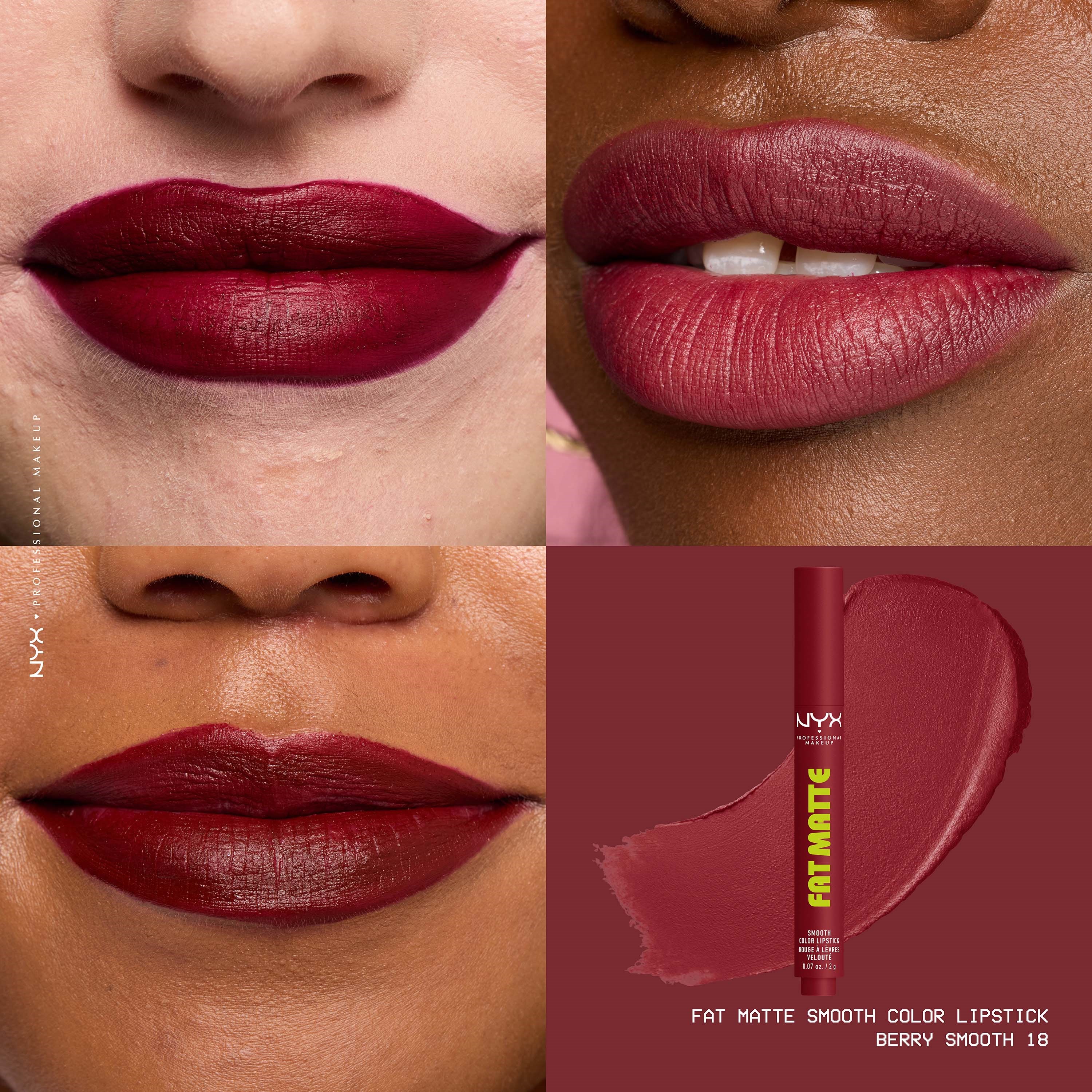 NYX PROFESSIONAL MAKEUP Fat Matte Slick Click Lip Balm 18 Berry Smooth (obrázok 4)