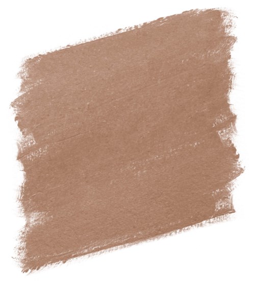 Een bruine getextureerde verfvlok op een witte achtergrond.