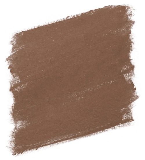 A brown paint stroke on a white background.