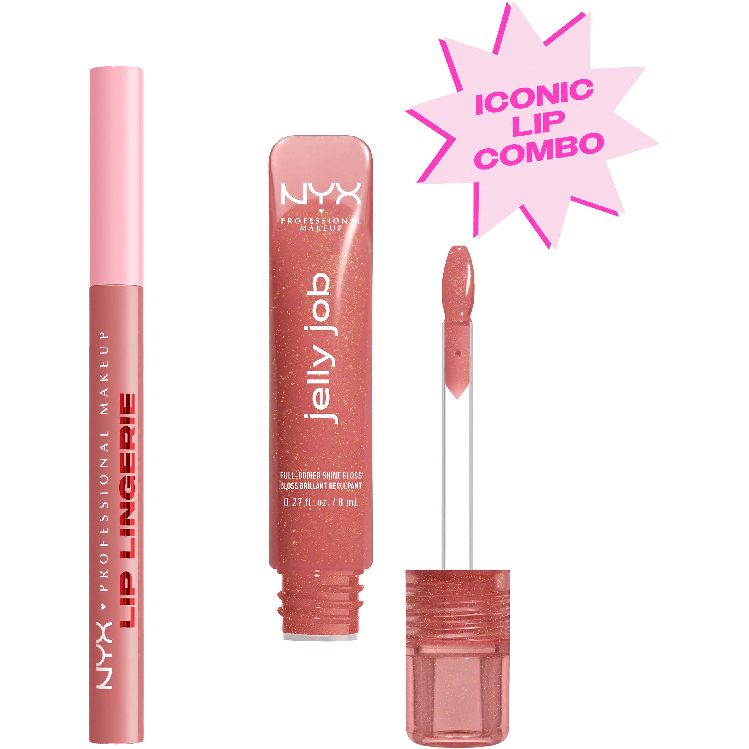 NYX PROFESSIONAL MAKEUP Jelly Deluxe Lip Combo 07 Cuff Me + 05 Honey It's Jelly