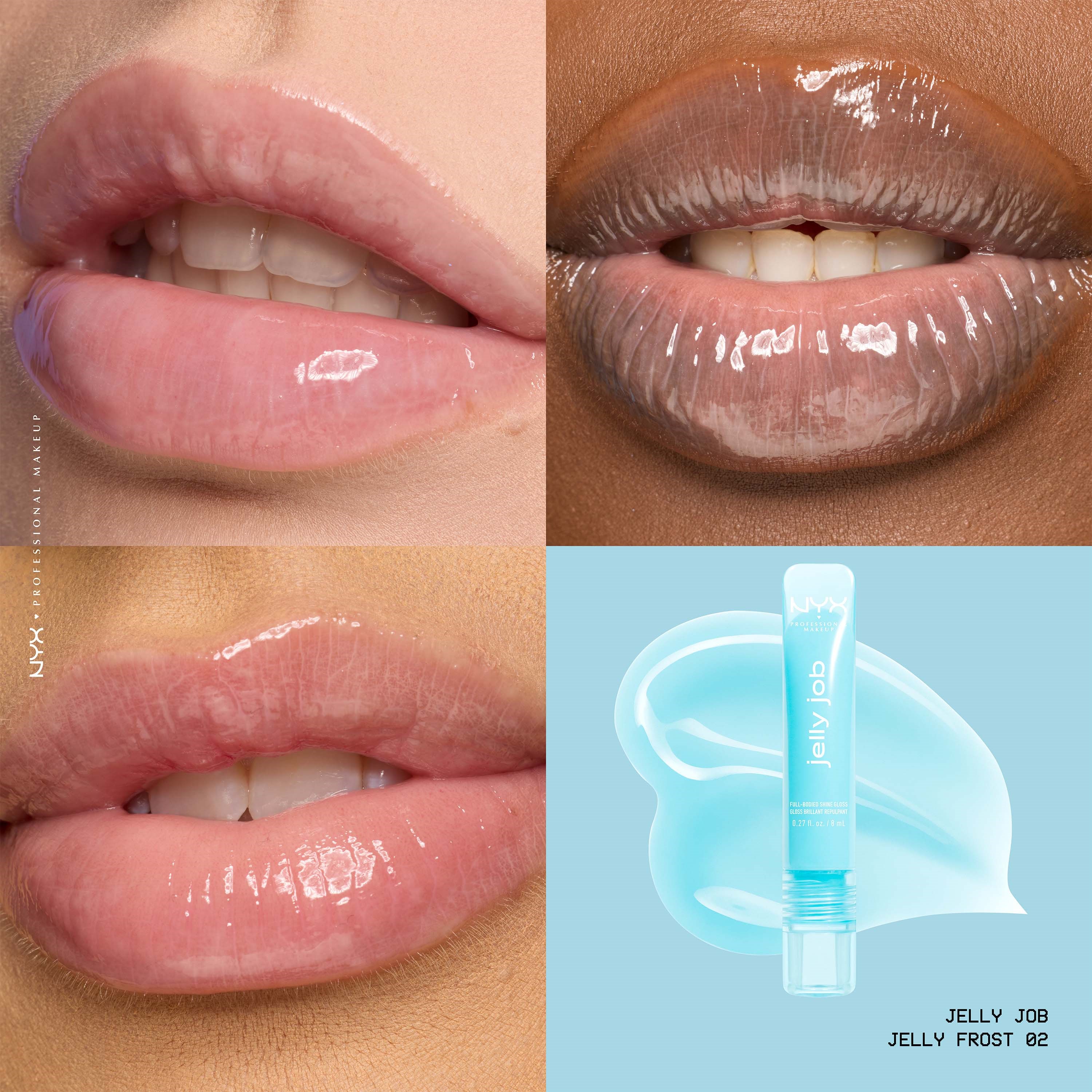 NYX PROFESSIONAL MAKEUP Jelly Job Lip gloss 02 Jelly Frost (obrázok 3)