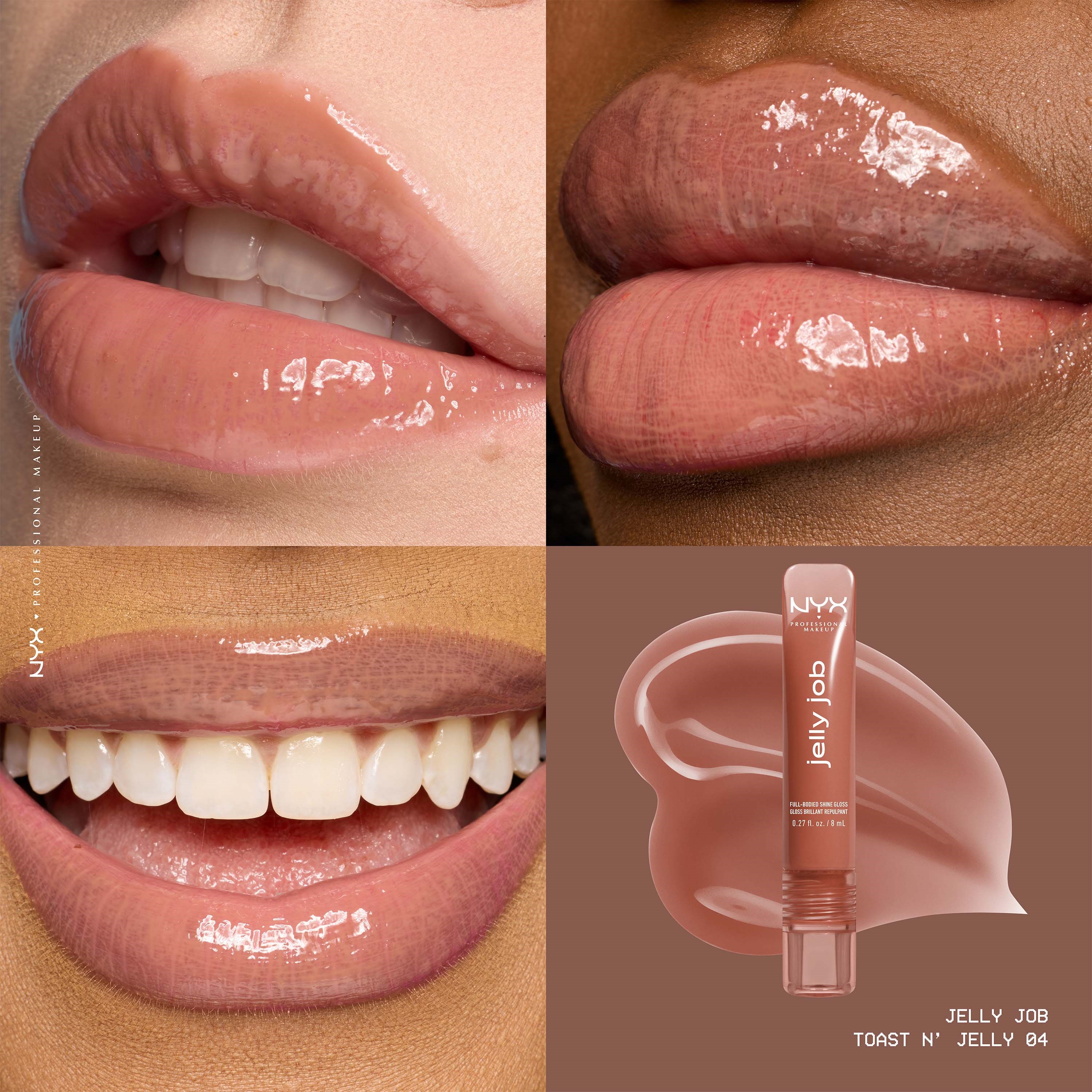 NYX PROFESSIONAL MAKEUP Jelly Job Lip gloss 04 Toast N Jelly (obrázok 3)