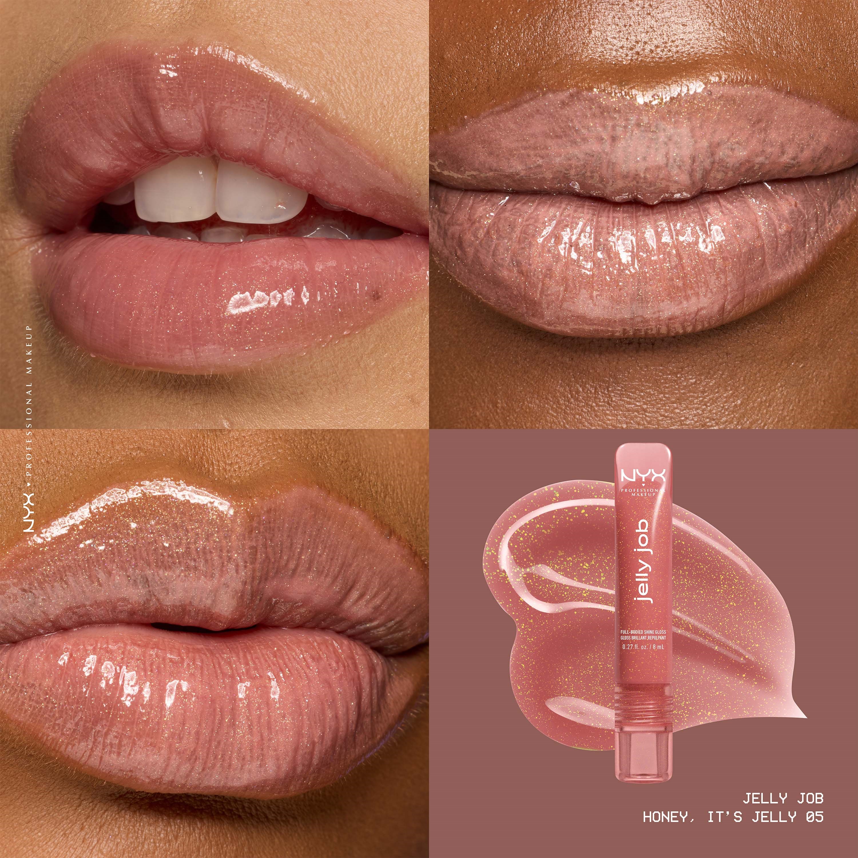 NYX PROFESSIONAL MAKEUP Jelly Job Lip gloss 05 Honey It'S Jelly (obrázok 3)