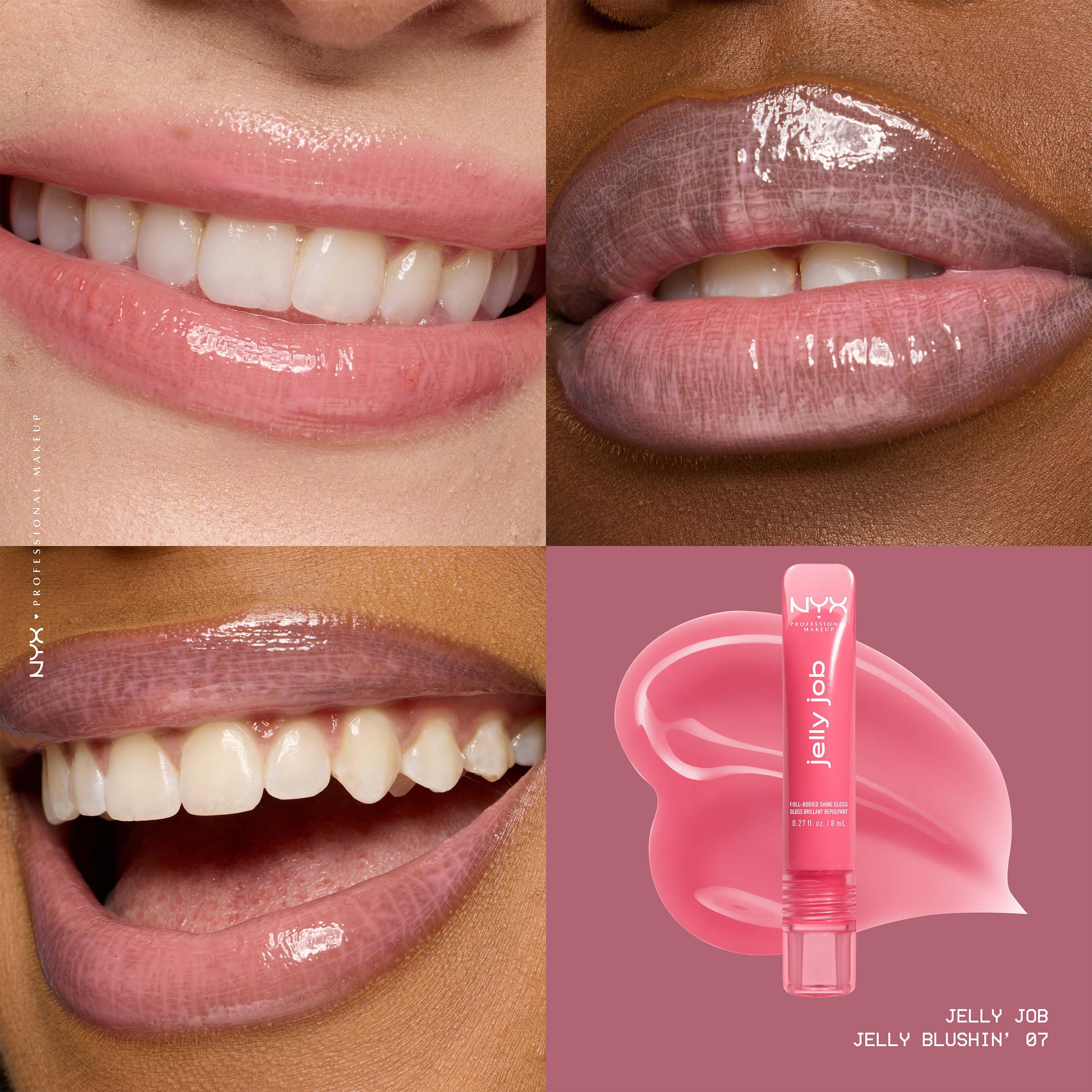 NYX PROFESSIONAL MAKEUP Jelly Job Lip gloss 07 Jelly Blushin (obrázok 3)