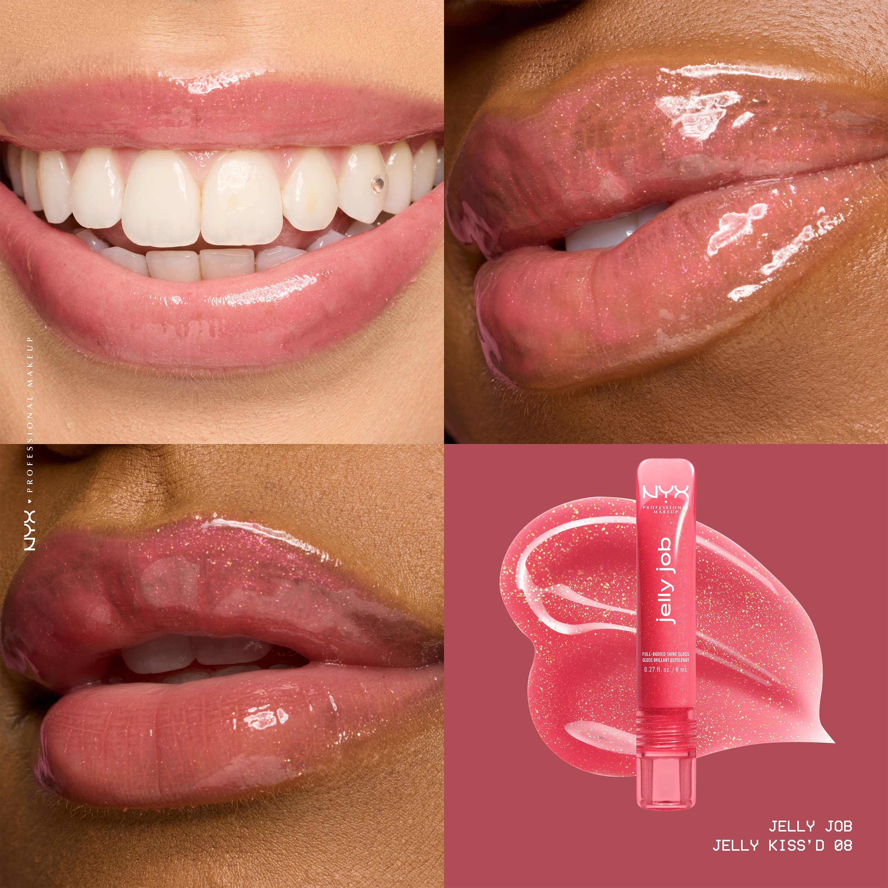 NYX PROFESSIONAL MAKEUP Jelly Job Lip gloss 08 Jelly Kissed (obrázok 3)
