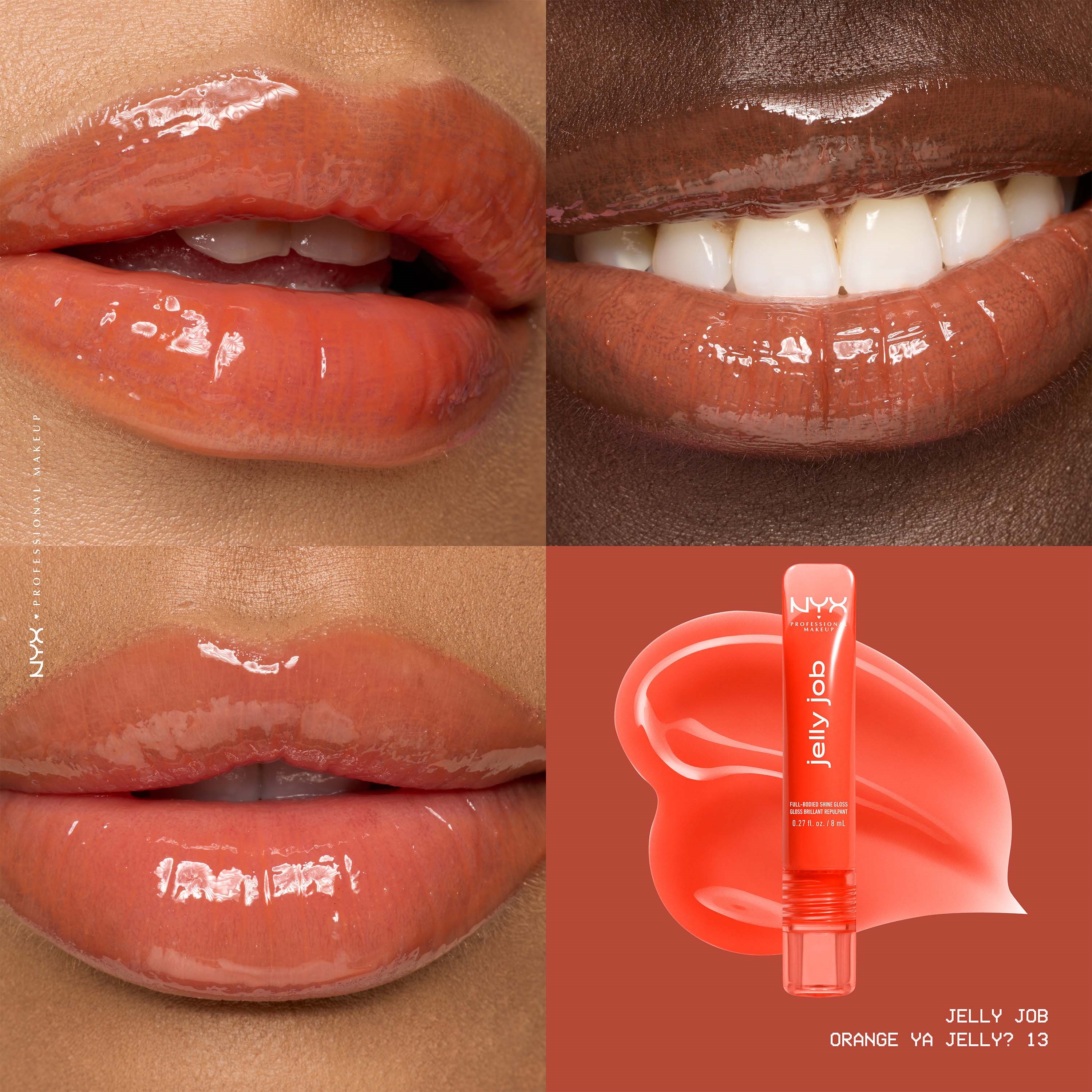 NYX PROFESSIONAL MAKEUP Jelly Job Lip gloss 13 Orange Ya Jelly (obrázok 3)