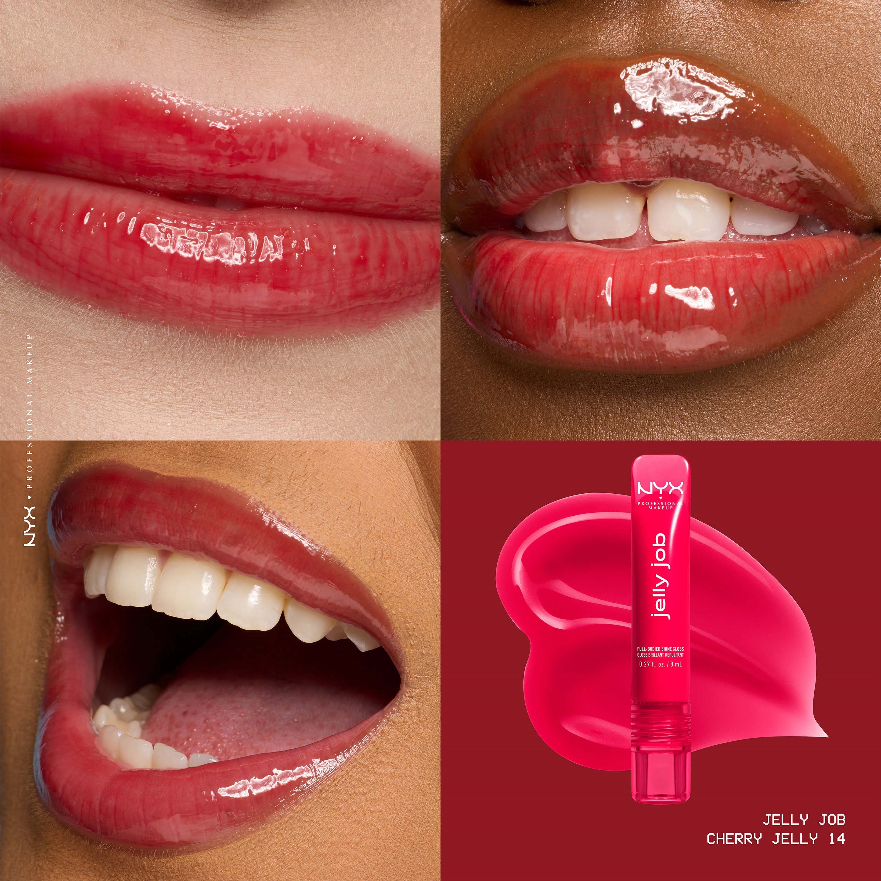 NYX PROFESSIONAL MAKEUP Jelly Job Lip gloss 14 Cherry Jelly (obrázok 3)