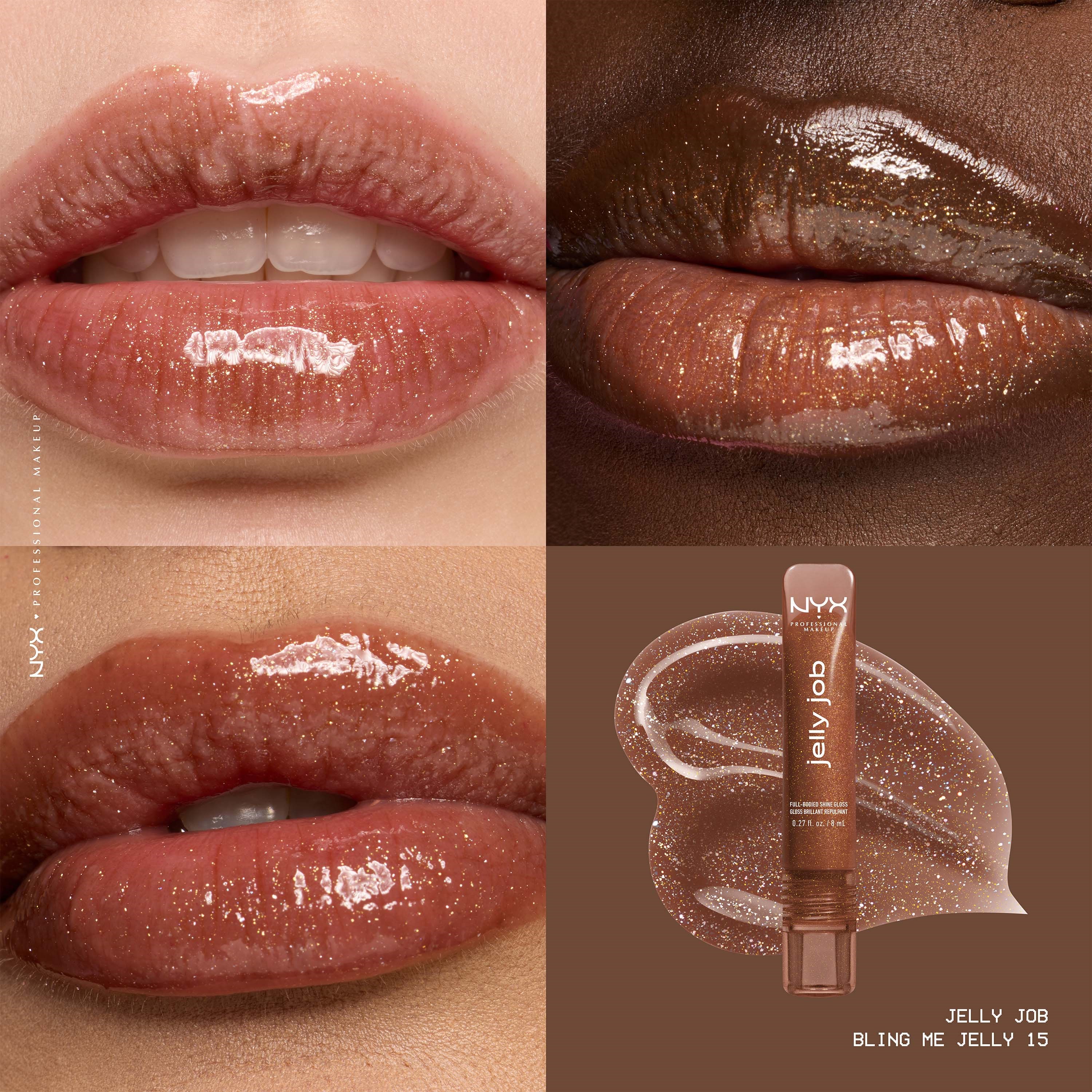 NYX PROFESSIONAL MAKEUP Jelly Job Lip gloss 15 Bling Me Jelly (obrázok 3)