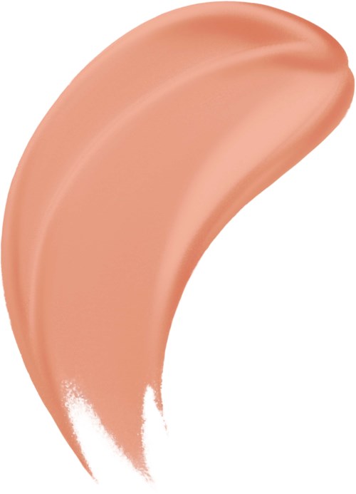 Krämig beige sminkprov med slätt, glänsande finish.