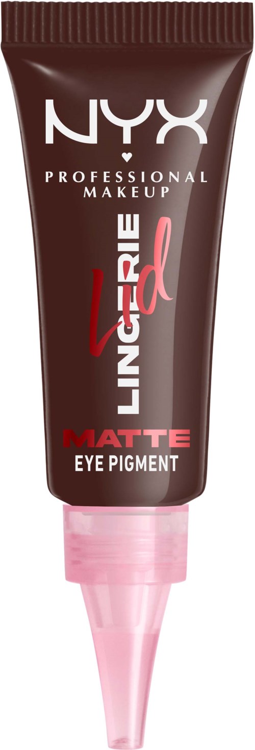 Rör med NYX lingerie matte ögenglans i svart, pink och vitt förpackning.