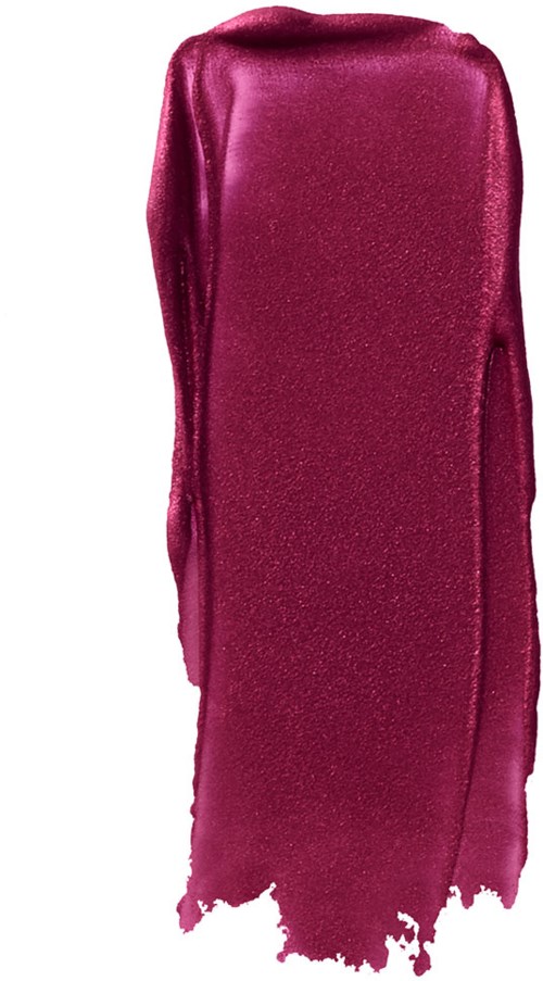 En lång, glänsande, mörk rosa läppstiftsstreck med ojämna kanter och en glansig yta.