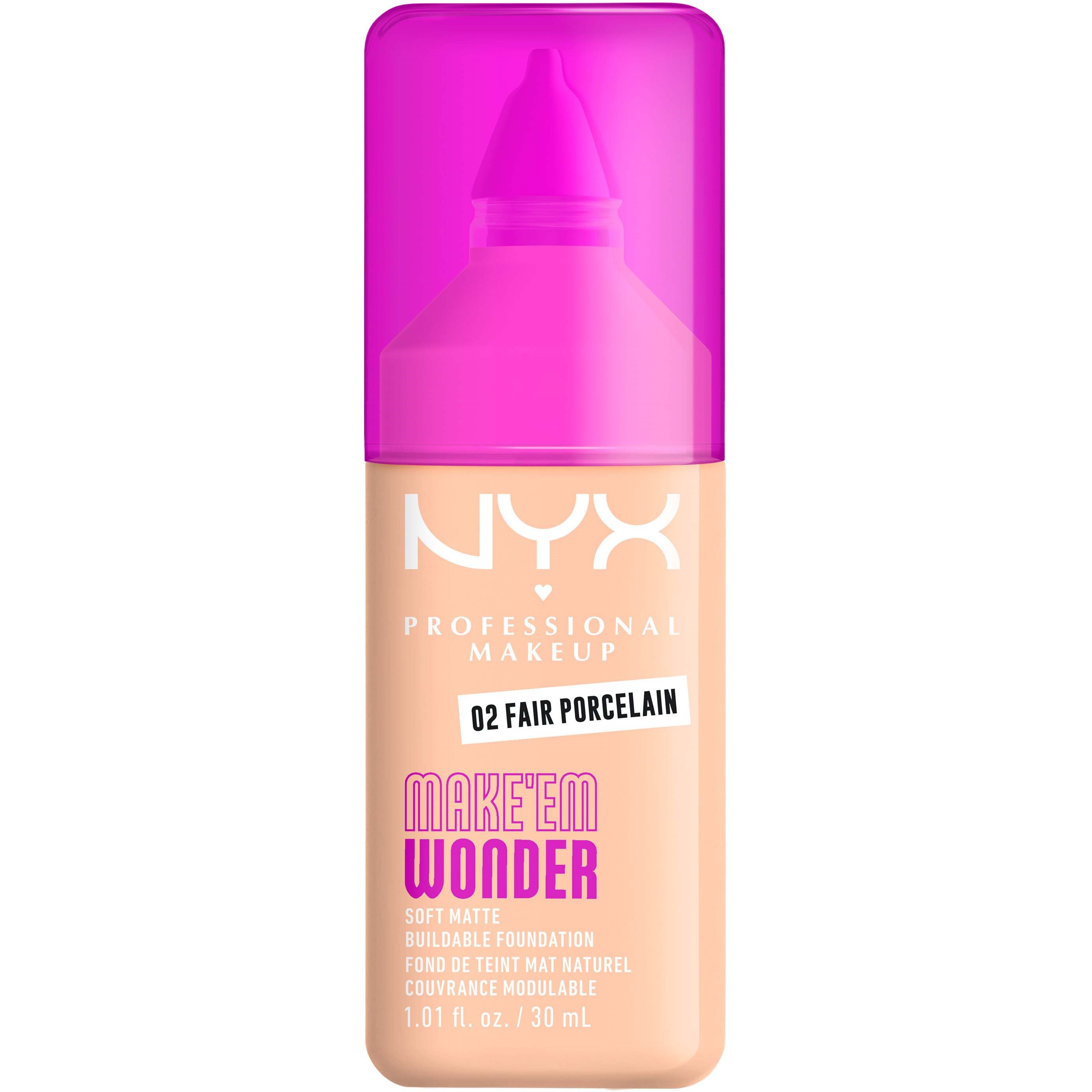 NYX Professional Makeup Make Em Wonder Foundation 02 Fair Porcelain - 30 ml