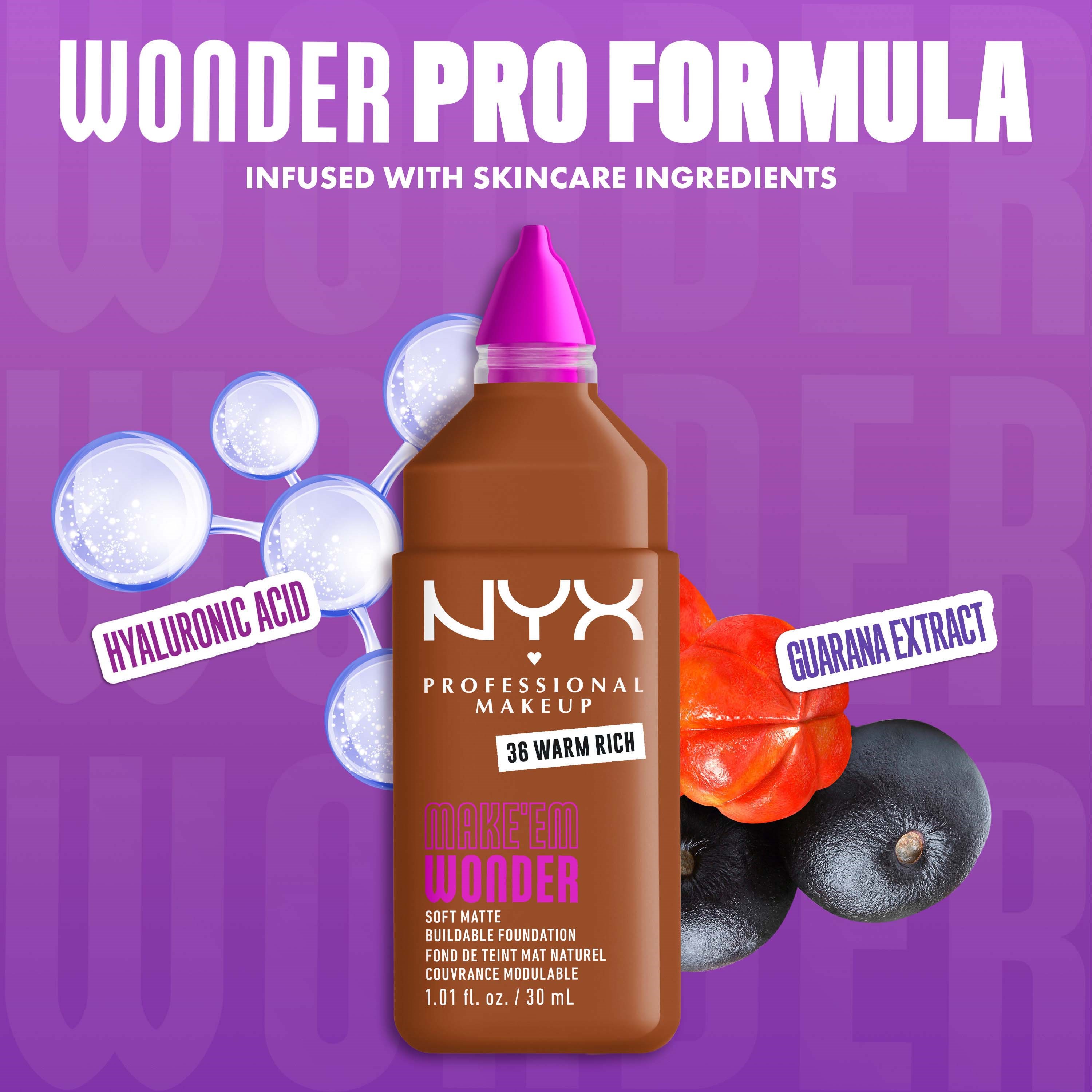 NYX PROFESSIONAL MAKEUP Make Em Wonder Foundation 36 Warm Rich (obrázok 5)