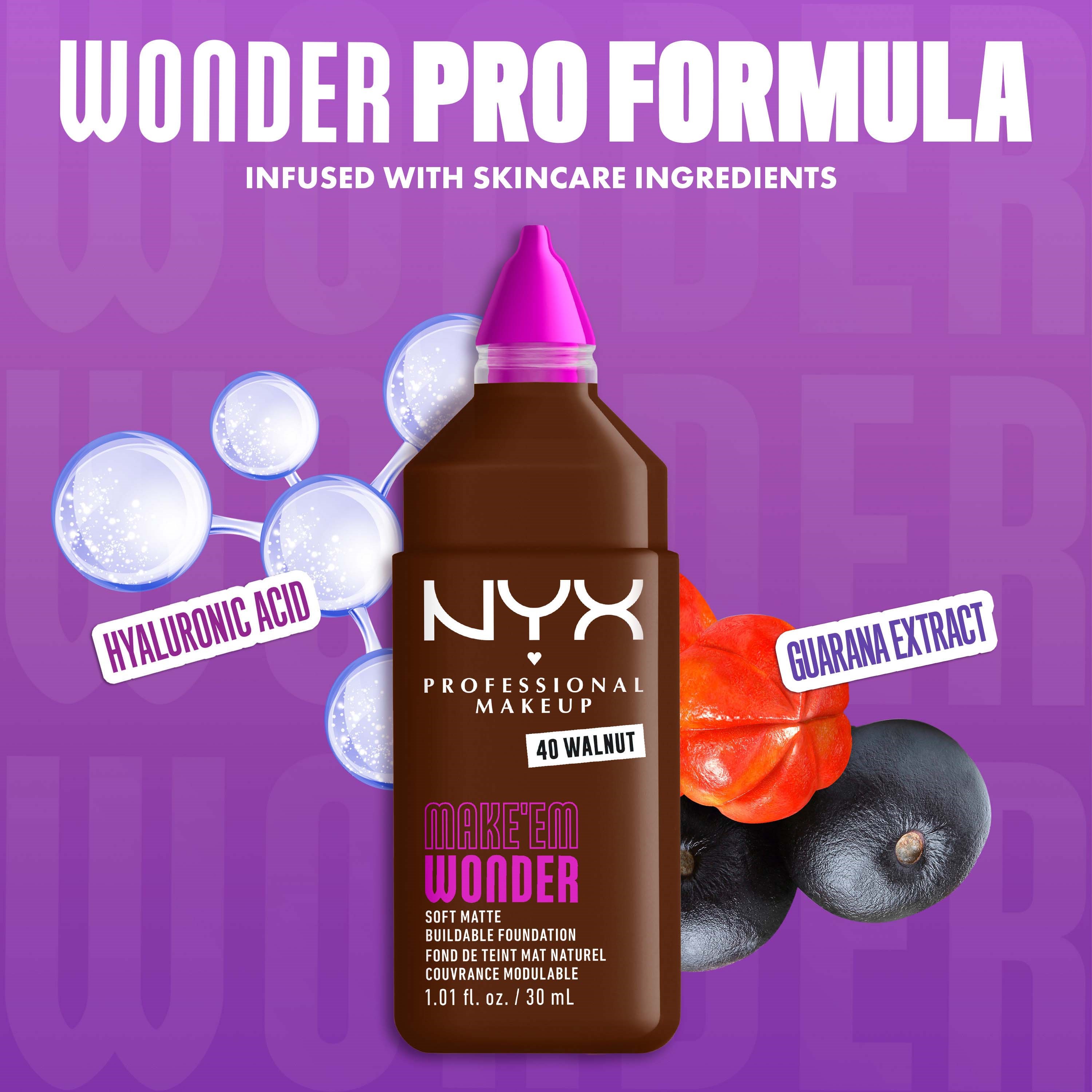 NYX PROFESSIONAL MAKEUP Make Em Wonder Foundation 40 Walnut (obrázok 5)