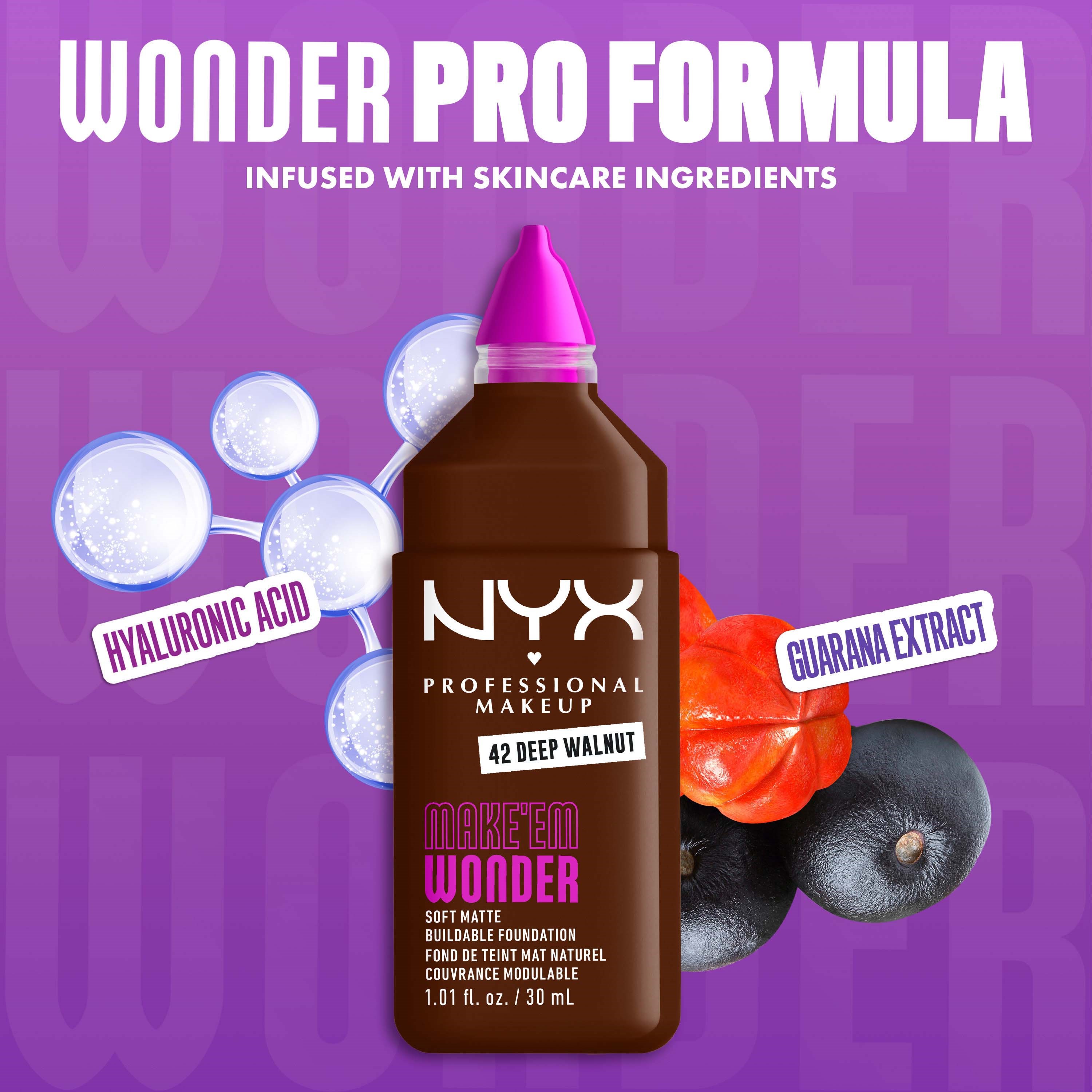 NYX PROFESSIONAL MAKEUP Make Em Wonder Foundation 42 Deep Walnut (obrázok 5)