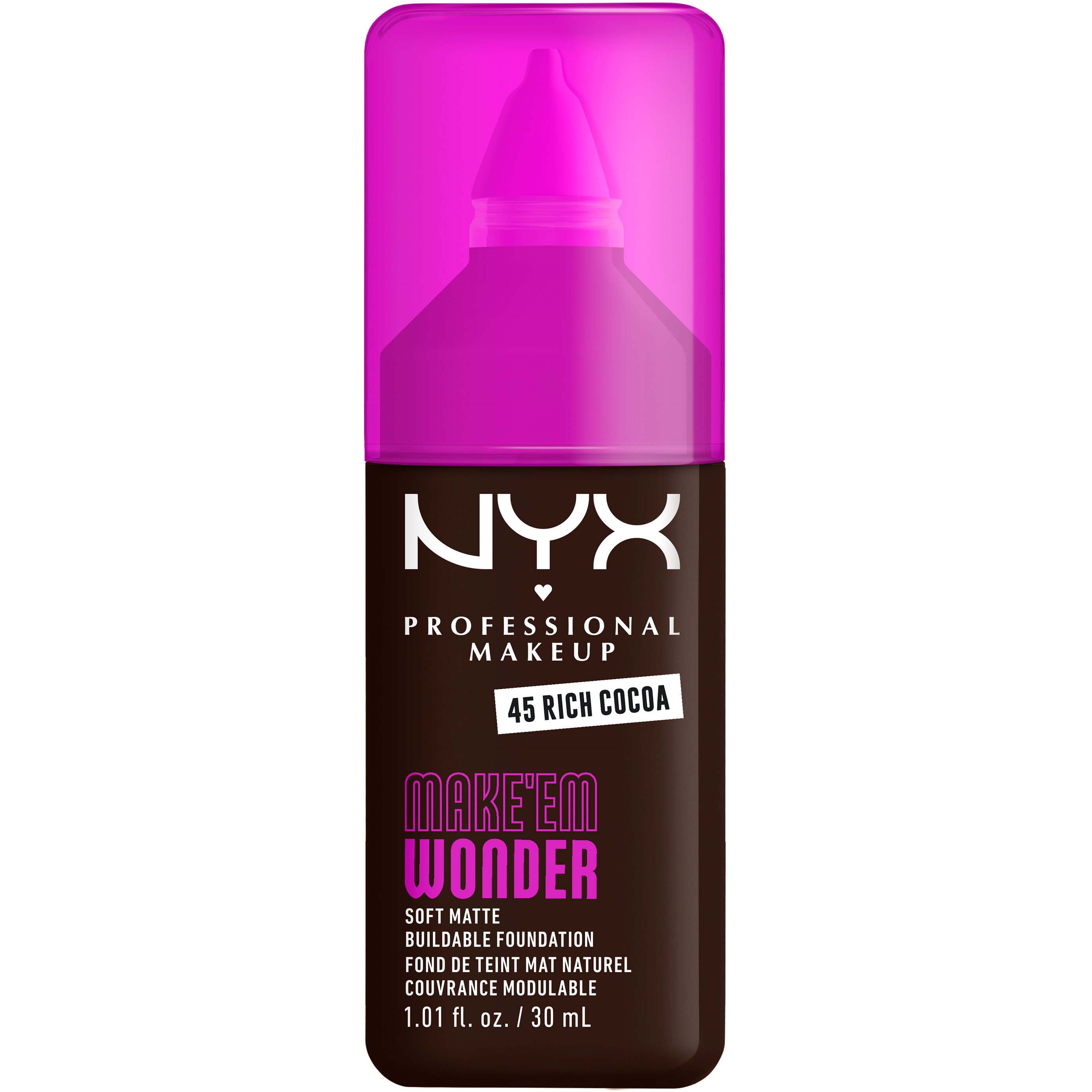 NYX Professional Makeup Make Em Wonder Foundation 45 Rich Cocoa - 30 ml