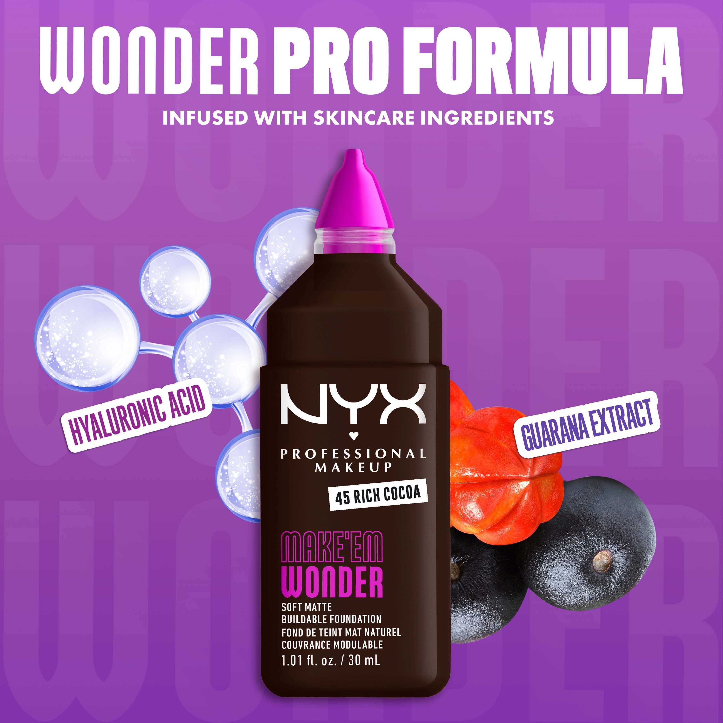 NYX PROFESSIONAL MAKEUP Make Em Wonder Foundation 45 Rich Cocoa (obrázok 5)