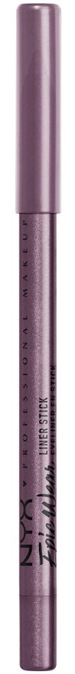 Paars lippenstift met doorzichtige onderkant en zilveren dop.