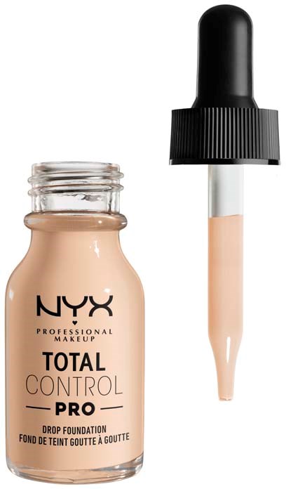 Nesten täyttöpullon NYX Total Control Pro nestemäisestä meikkivoiteesta, jossa tiputin.