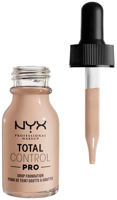 NYX-meikkivoidepullo, jossa pisaratippa, nimeltä 'Total Control Pro'.