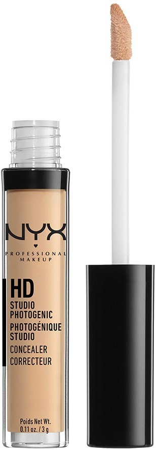 A concealer stick with a white applicator wand and a black cap, labeled NYX HD Studio Concealer.