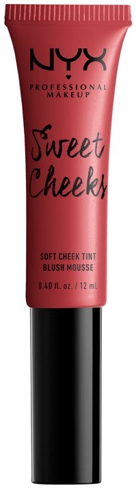 Een roze tube NYX Sweet Cheeks blush mousse met zwarte dop is te zien in de afbeelding.