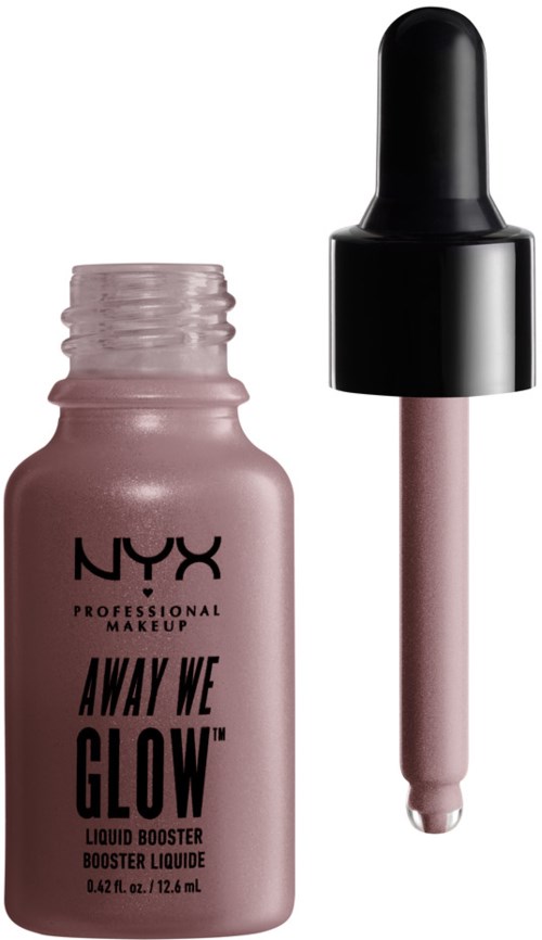 NYX glow flytande booster med pipett är rosa och redo att förbättra hudens glans.