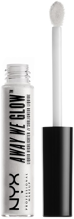 NYX läppglansrör med applicator, vitt innehåll syns, svart lock, text på röret.