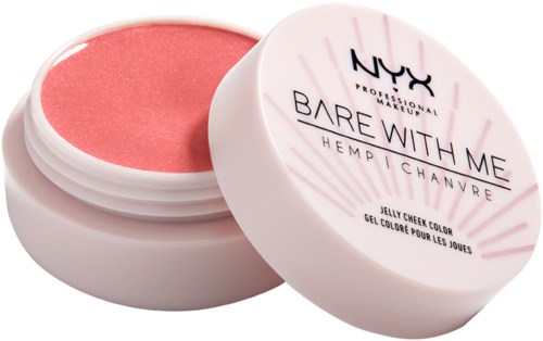 En liten rosa behållare med NYX läppbalsam och vit lock med svart och rosa text.