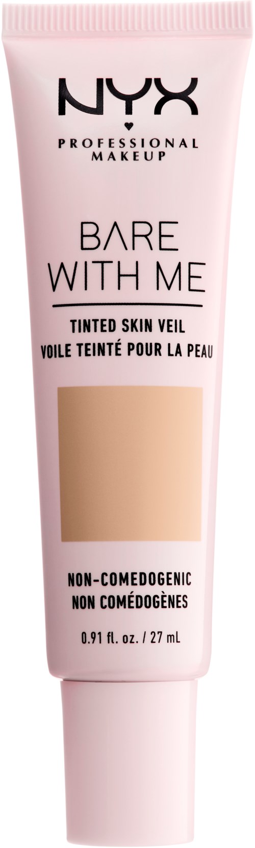 NYX Bare With Me tonet huddække tube, lyserød og beige farver, 0,91 fl oz, ikke-tilstopning, til huden.