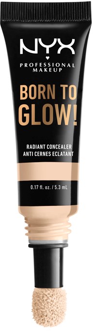 Tuba z NYX Radiant Concealer z beżową gąbką aplikacyjną.