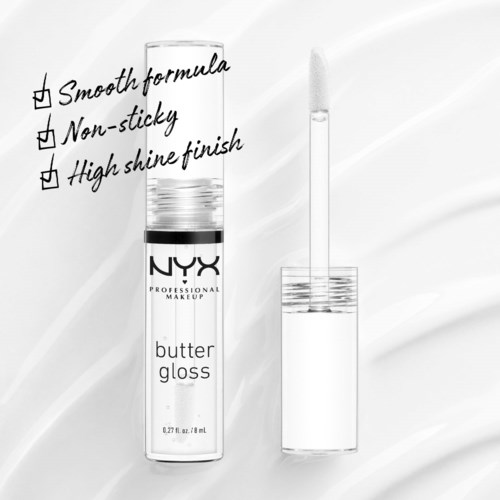 Блеск для губ NYX Professional Makeup Butter Gloss, кремовый, оттенок 54 Sugar Glass, 8 мл — фото 3
