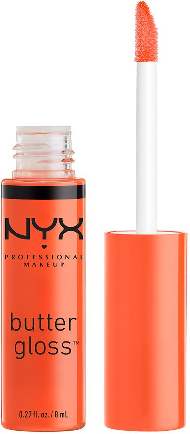 Nyx Butter Gloss läppglans med orange färg och applikator.
