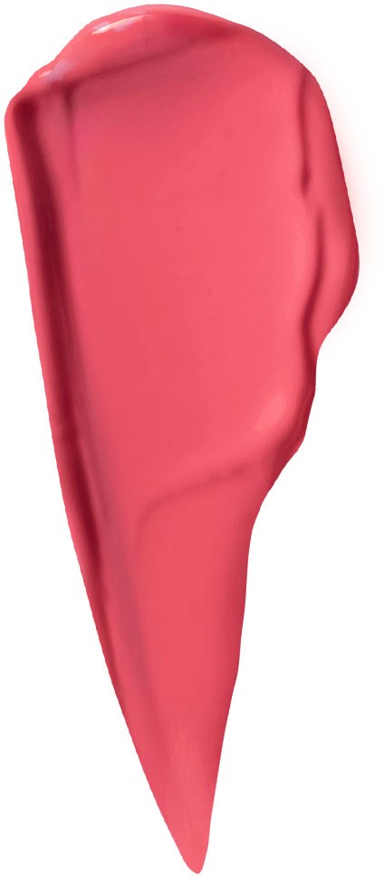 A pink, creamy substance shaped like a rounded ice cream cone on a white background.