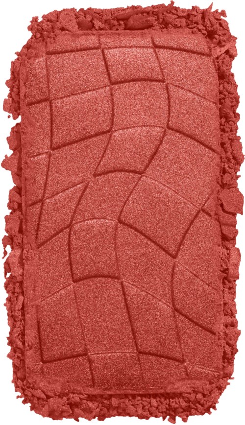 En röd rouge i rektangulär form med ett sprucket mosaikmönster och en texturerad kant.