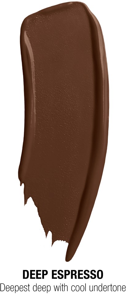 A chocolate smear labeled as Deep Espresso, smooth and dark brown.