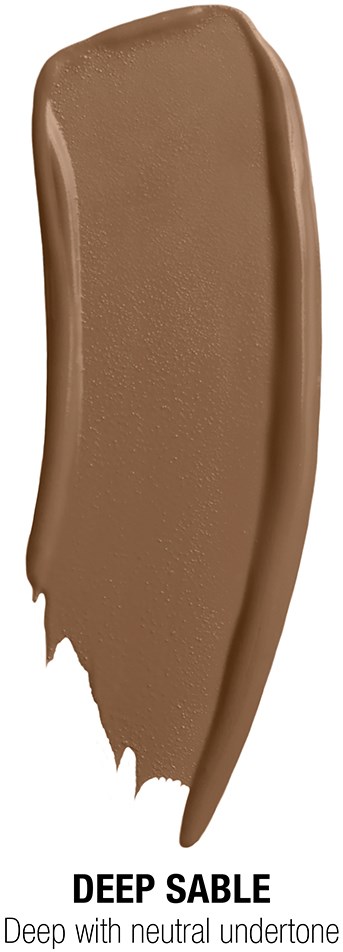 A swatch of brown makeup or cosmetic product labeled 'Deep Sable', with a smooth, curved shape.