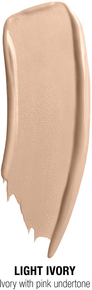 En vertikal provsticka av ljus elfenben med rosa underton, ser krämig och slät ut.