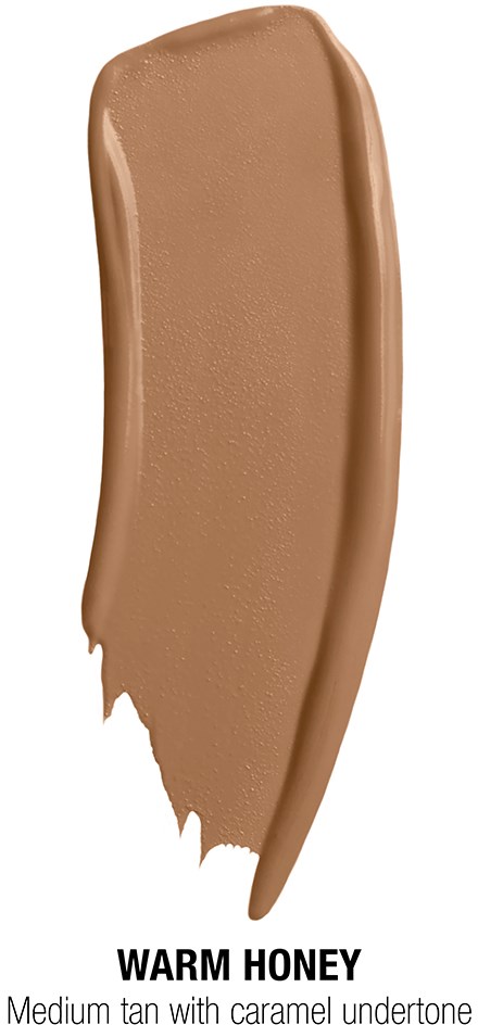 A smear of medium brown liquid with a caramel hue, labeled 'Warm Honey'.
