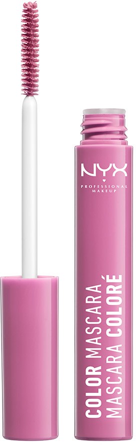 Pink NYX-mascara med borste och produkt.