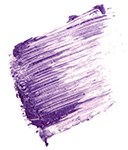 En lila penseldrag på vit bakgrund, med texturerade, ojämna kanter och synliga penseldrag.