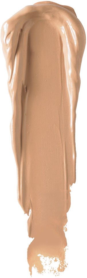 Ein beiger flüssiger Creme- oder Foundation-Probestreifen in einer vertikalen Linie.