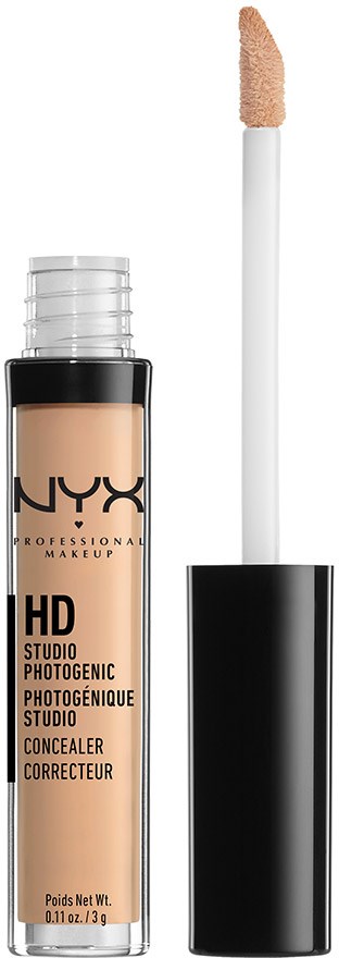 NYX HD Studio Photogenic Concealer with an applicator wand in a transparent bottle.