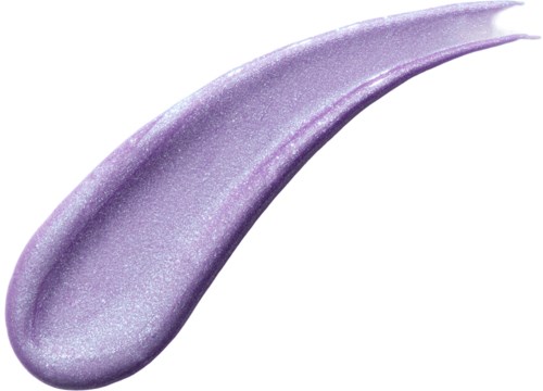 En virvel av lila, glänsande, glitterig makeupkräm eller gel med en slät, glansig textur.
