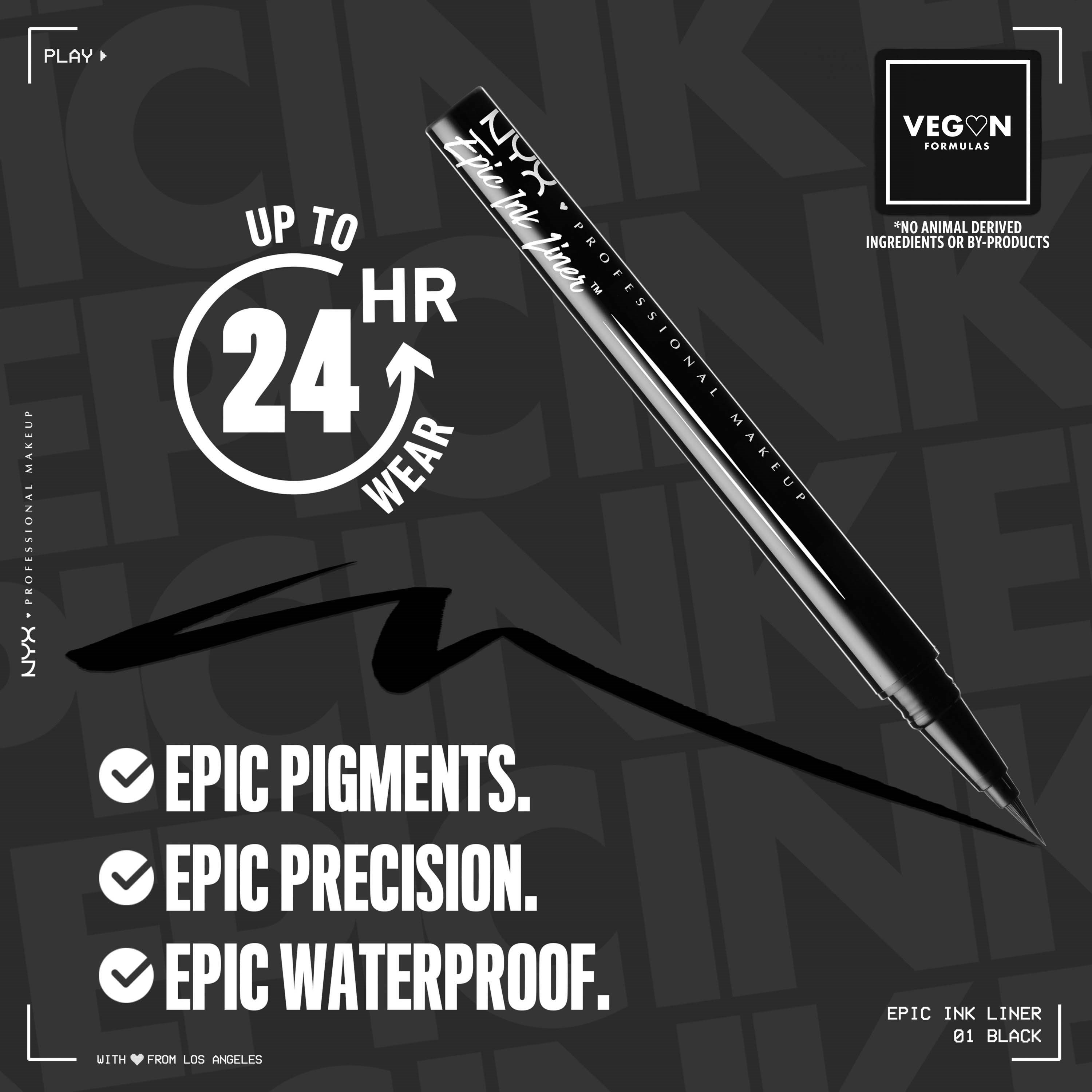 NYX PROFESSIONAL MAKEUP Epic Ink Liner, Waterproof Liquid Eyeliner Bla (obrázok 8)