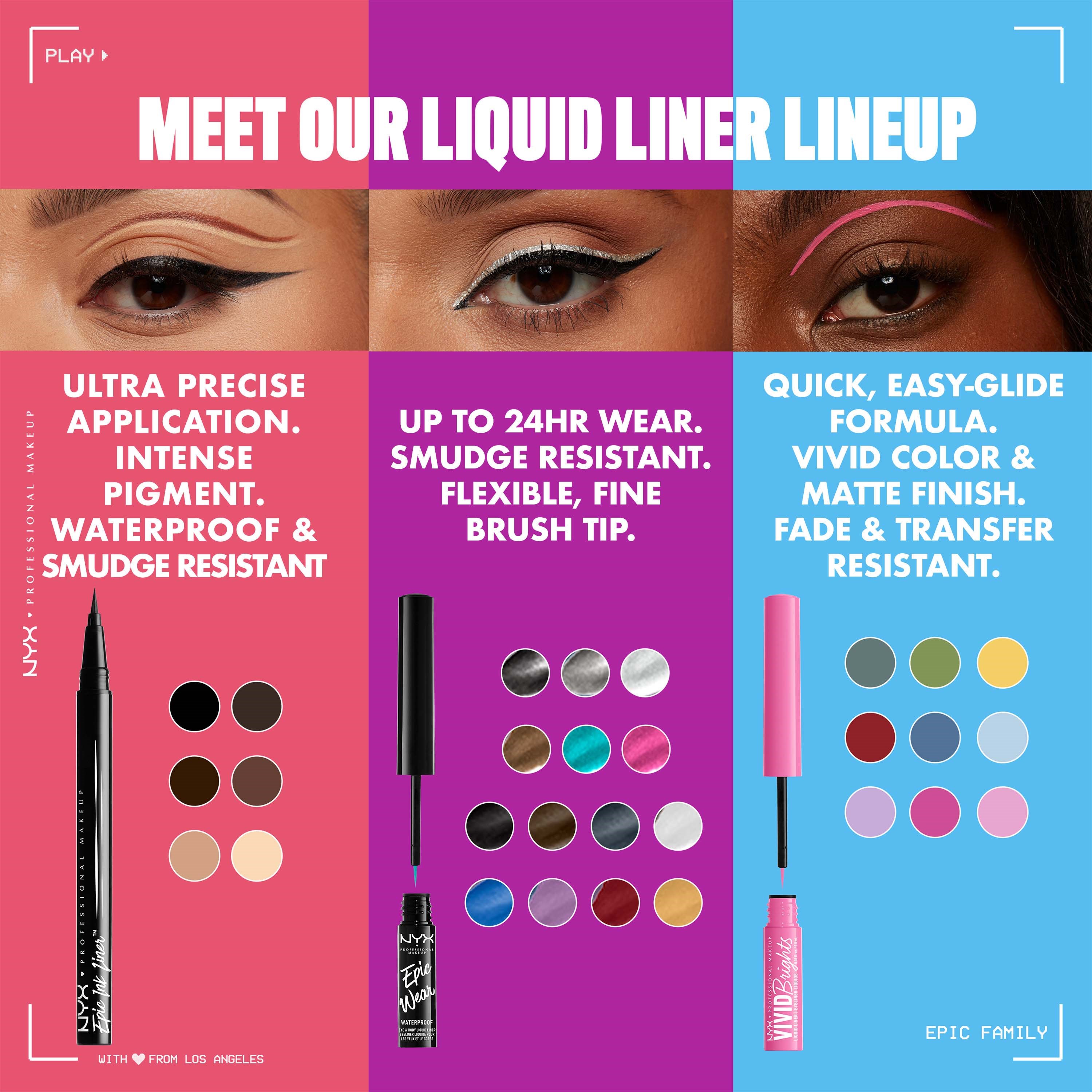 NYX PROFESSIONAL MAKEUP Epic Ink Liner, Waterproof Liquid Eyeliner Bla (obrázok 9)